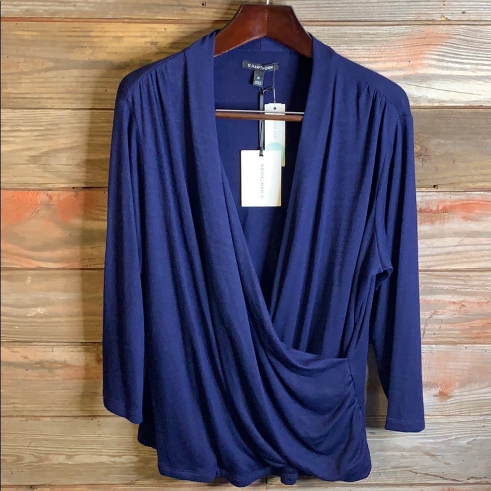 41 Hawthorn Surplice Ruched Knit Top 2X